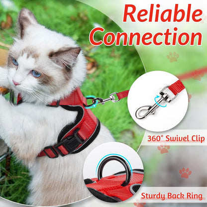 rabbitgoo Cat Harness and Leash for Walking, Escape Proof Soft Adjustable Vest Harnesses for Small Medium Cats, Easy Control Breathable Reflective Strips Jacket, XS, Black