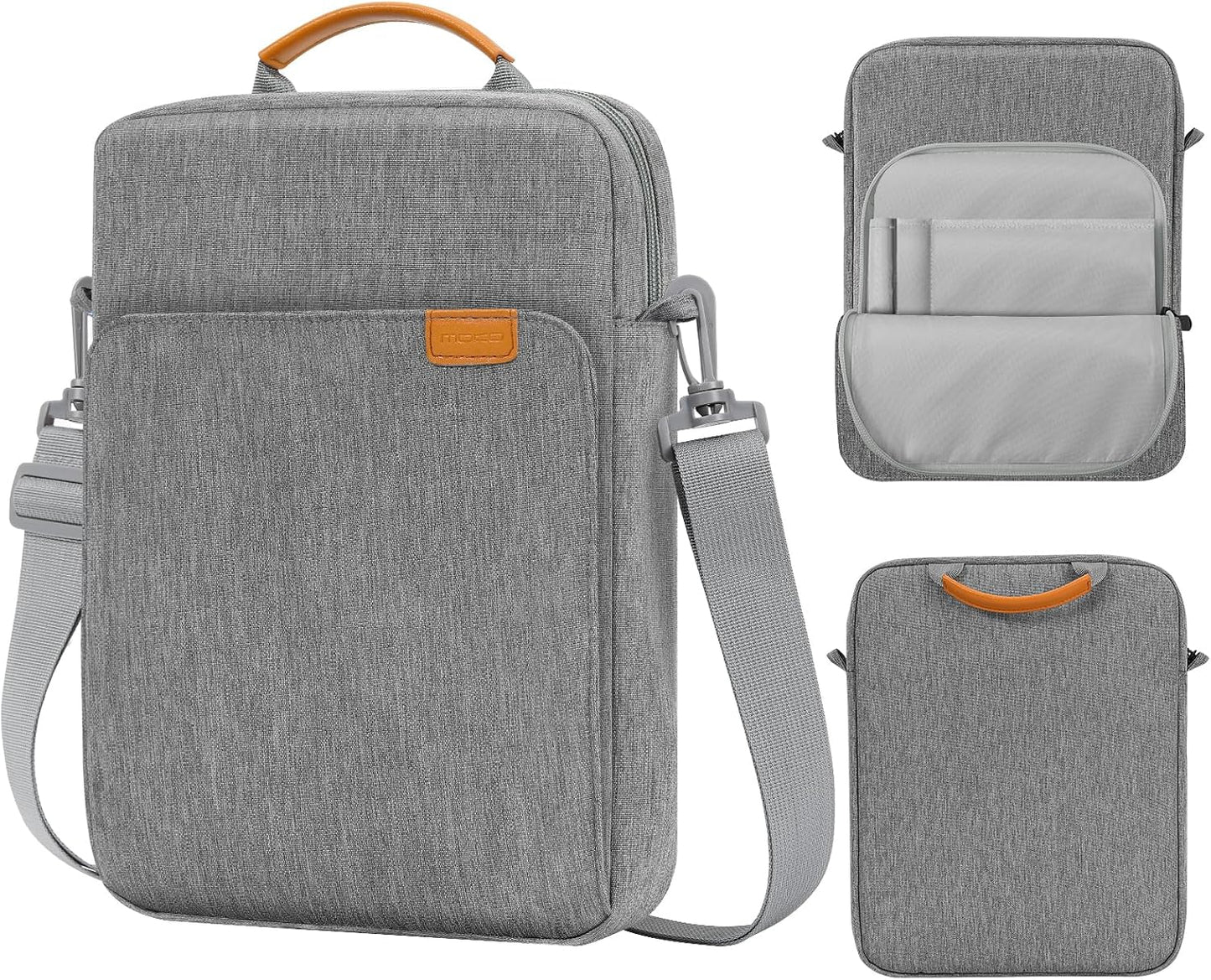 MoKo 13.3-14 Inch Laptop Sleeve Bag Fits MacBook Pro M3/M2 14" 2023, MacBook Pro 13" M2, New MacBook Air 13.6" M3/M2 2024/2022,Tab S8 Ultra 14.6",Handle Carrying Case with Shoulder Strap, Black & Gray - PuriLite