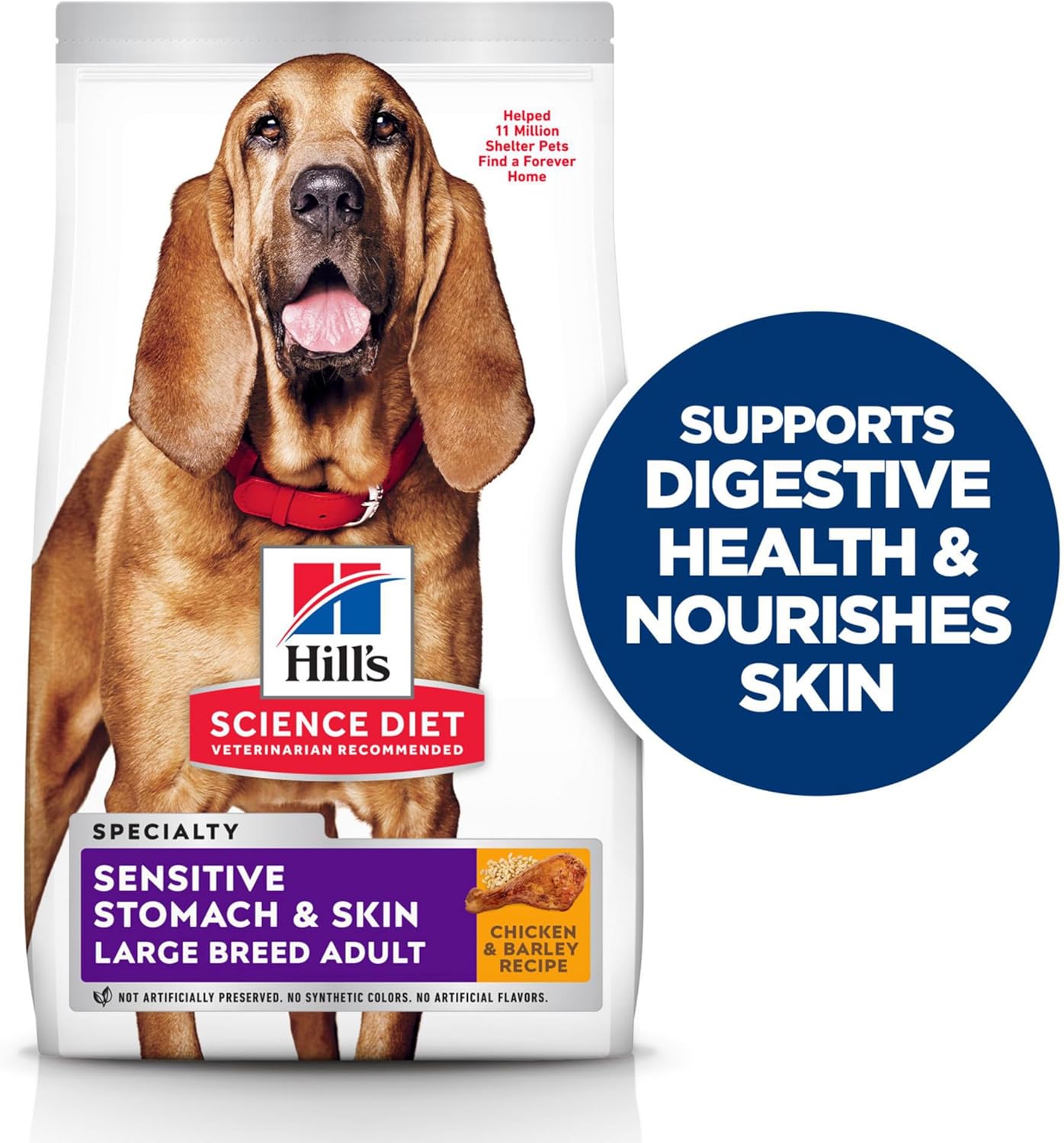 Hill's Science Diet Adult Sensitive Stomach & Skin Large Breed Dry Dog Food, Chicken Recipe, 30 lb Bag