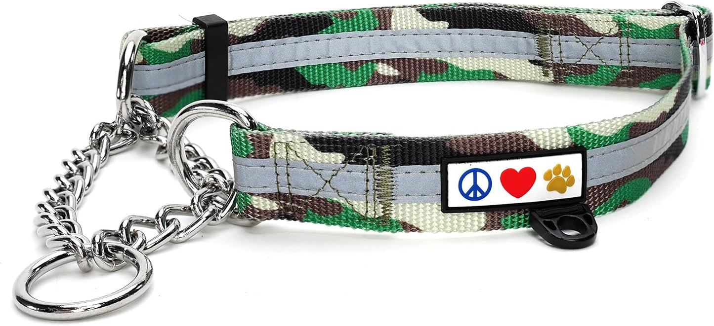 Pawtitas Chain Martingale Dog Collar Puppy Collar Reflective Dog Collar Training Dog Collar Behavioral Dog Chain Collar Collar Medium Dog Collar Green Dog Collar