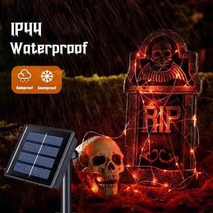Solar Halloween Decoration Lights, JMEXSUSS 2 Pack 33FT 100 LED Orange and Purple Halloween String Lights, Halloween Lights with 8 Modes for Halloween Tree Yard Outdoor Spooky Party Garden Decorations