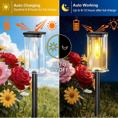 Solar Lights Outdoor, 12 Pack Led Solar Garden Lights Waterproof, Auto On/Off Small Size Outdoor Solar Lights for Patio, Driveway, Yard, Walkway, Pathway Landscape Lighting, Warm White