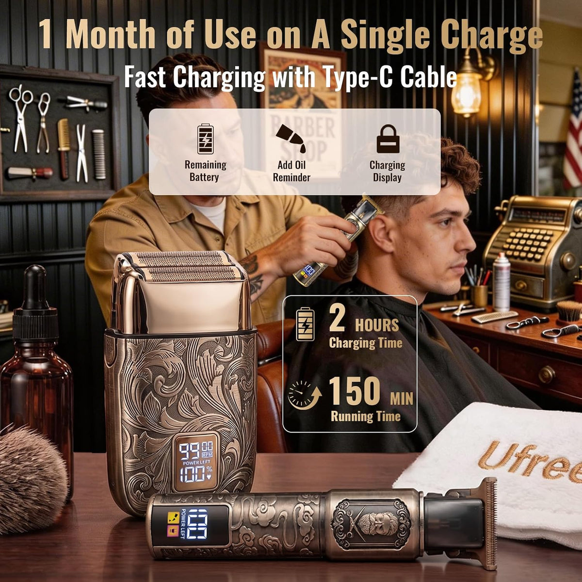 Ufree Foil Shaver and Beard Hair Trimmer Set, Men Electric Razor