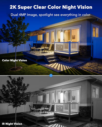 CAMCAMP Wireless Security Camera System with 10" 2K Monitor, 4Pcs 4MP Dual Lens 2.4G&5G WiFi Pro PTZ Cameras with 2-Way Audio,24/7 Record,Motion Detect,Auto Tracking,500GB HDD Storage,10CH Expandable