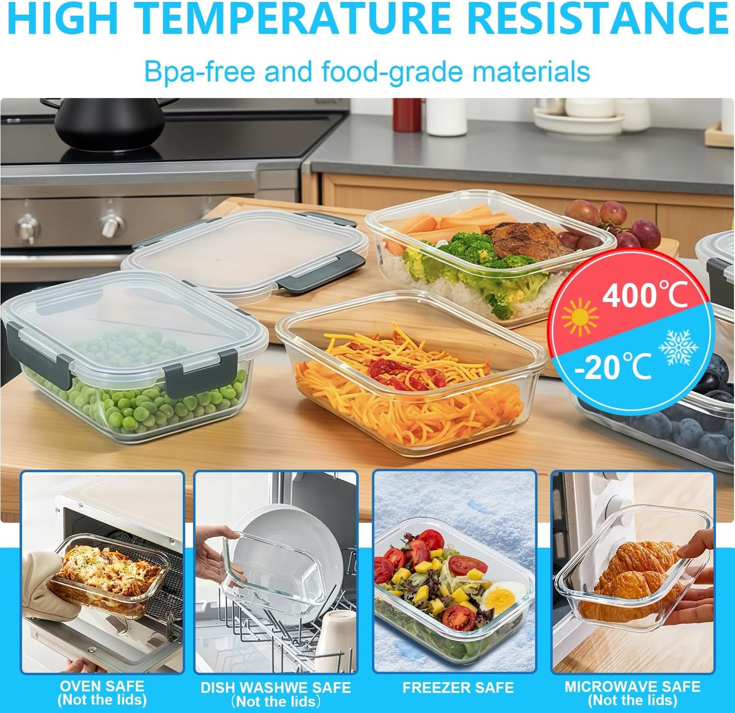 Pure Future 50-Piece Large Airtight Food Storage Containers with Lids, BPA-Free Stackable & Microwave Safe Kitchen Set for Meal Prep, Freezer Use - 25 Containers & Lids, Leakproof Design