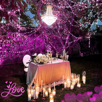 Solar Halloween Decoration Lights, JMEXSUSS 2 Pack 33FT 100 LED Orange and Purple Halloween String Lights, Halloween Lights with 8 Modes for Halloween Tree Yard Outdoor Spooky Party Garden Decorations