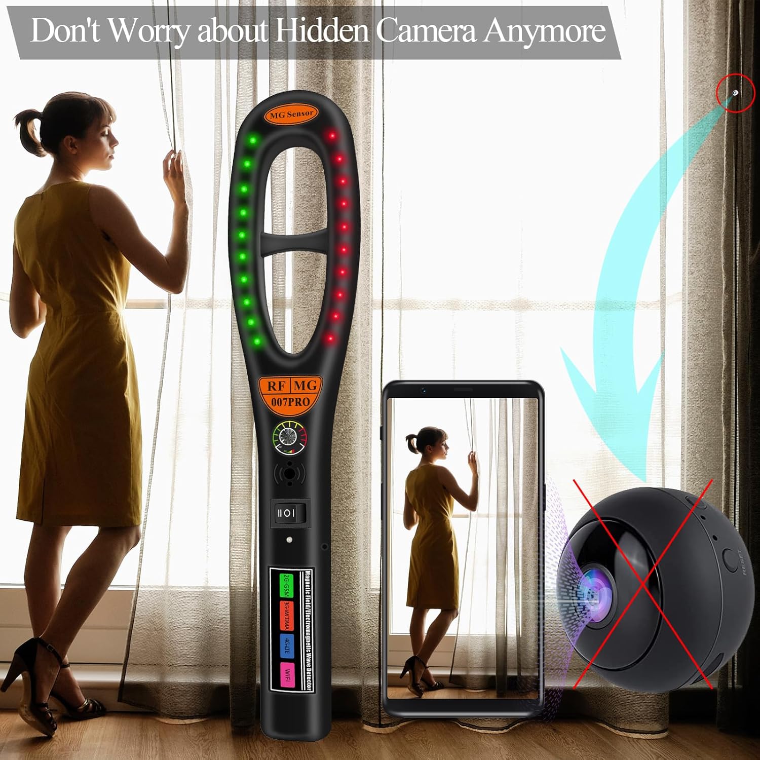 KAXYUYA Hidden Camera Detectors, Listening Device Detector, Car Tracking Device Detector, Bug Detector – Protect Your Privacy in Hotels, Travels, Cars, Offices - PuriLite