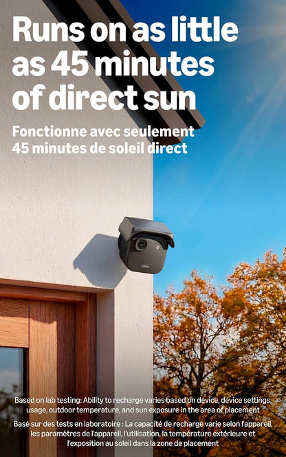 Blink Solaris 2K+ (newest model) — Solar-powered battery smart security camera, wireless fixed solar panel, 2K video, Sync Module Included — 2 camera system (Black)