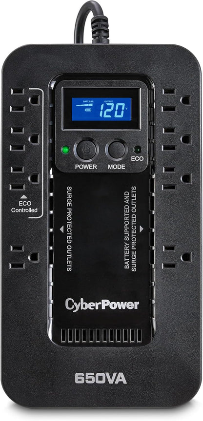 CyberPower EC850LCD Ecologic Battery Backup & Surge Protector UPS System, 850VA/510W, 12 Outlets, ECO Mode, Compact, Uninterruptible Power Supply
