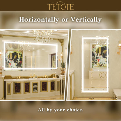 TETOTE 36 x 28 Bathroom LED Mirror Bedroom LED Mirror Fashion Style Vanity Makeup Mirror Dimmable Anti-Fog Wall Mounted Birthday Gift Housewarming Gift Wedding Gift