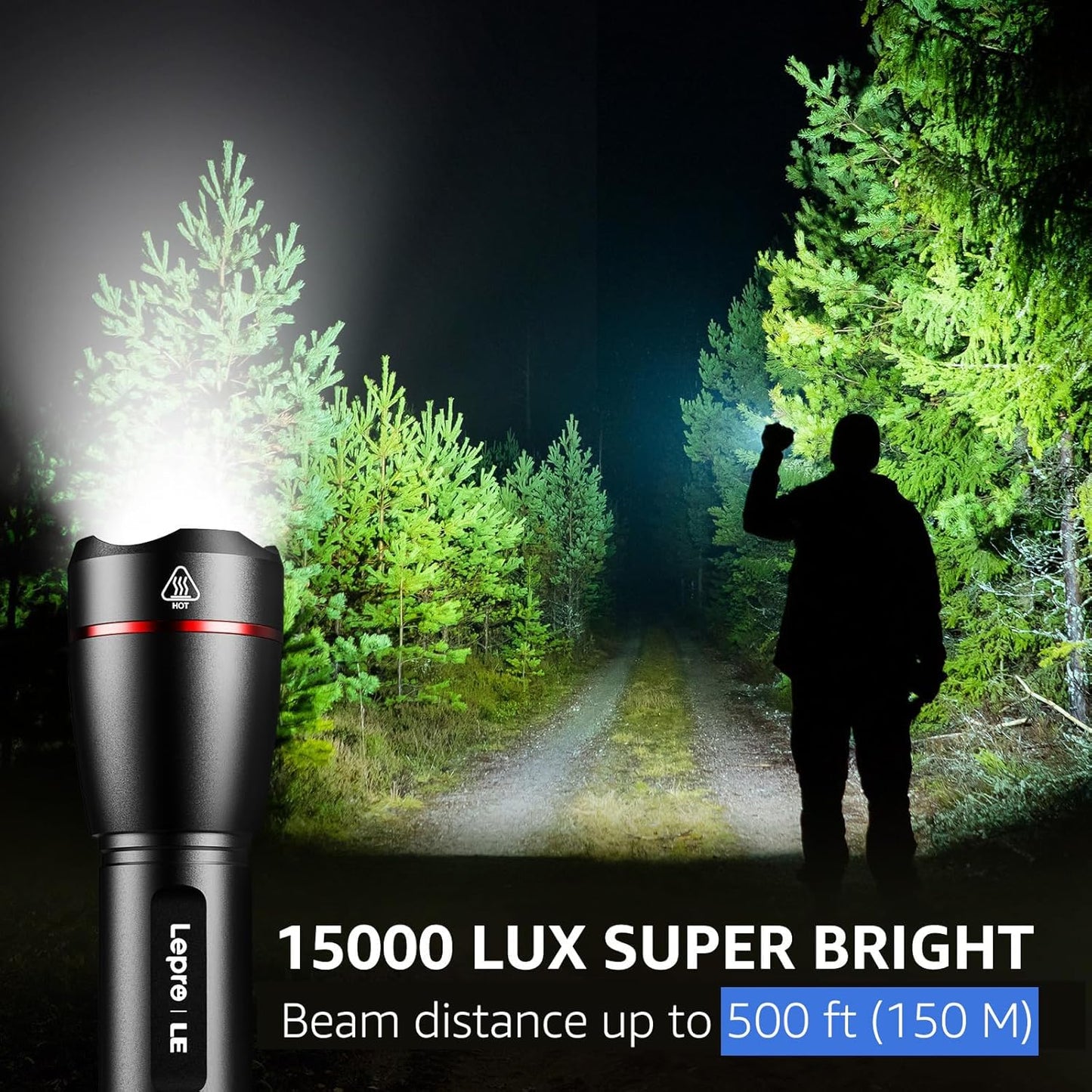 LE Rechargeable Flashlight, LED Flashlight 1000lm USB Tactical Flashlight Rechargeable Ultra Bright, Waterproof Flashlight with 5 Lighting Modes, Zoomable LED Torch Light for Camping, Running, Walking