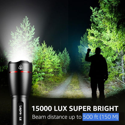 LE Rechargeable Flashlight, LED Flashlight 1000lm USB Tactical Flashlight Rechargeable Ultra Bright, Waterproof Flashlight with 5 Lighting Modes, Zoomable LED Torch Light for Camping, Running, Walking