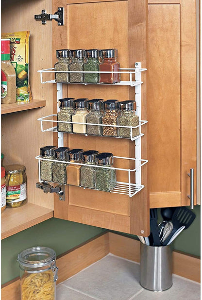 ClosetMaid Adjustable 3 Shelf Spice Rack Organizer Kitchen Pantry Storage for Cabinet Door or Wall Mount with Metal Shelves, White (2 Pack)