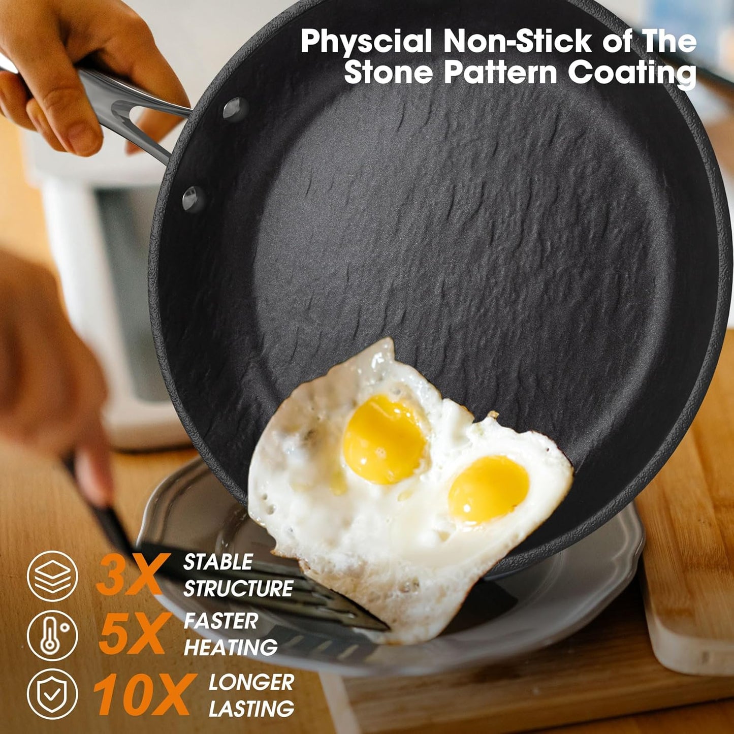 imarku Non Stick Frying Pans - 10 inch Frying Pan Nonstick Skillet, Egg Pan Omelette with Cool Stainless Steel Handle, Dishwasher Safe, Free of PFAS&PFOA, Easy Cleanup, Gifts for Men and Women