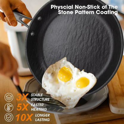imarku Non Stick Frying Pans - 10 inch Frying Pan Nonstick Skillet, Egg Pan Omelette with Cool Stainless Steel Handle, Dishwasher Safe, Free of PFAS&PFOA, Easy Cleanup, Gifts for Men and Women