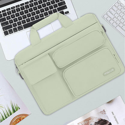MOSISO Laptop Bag 13.3 inch, 13-13.3 inch Computer Shoulder Bag Compatible with MacBook Air/Pro 13/Pro 14, HP Dell ASUS Notebook &2 Raised&1 Flapover&1 Horizontal Pocket&Handle&Belt, Black