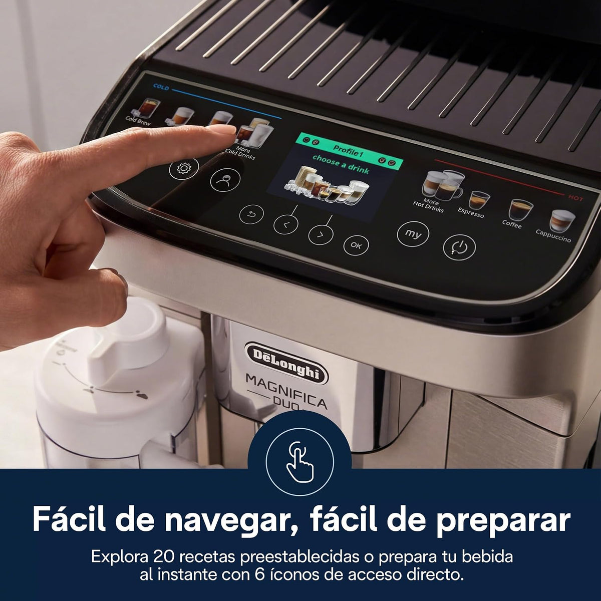 Automatic Espresso Machine with Milk Frother | 20 Hot & Cold Drinks, Built-In Grinder and Touchscreen