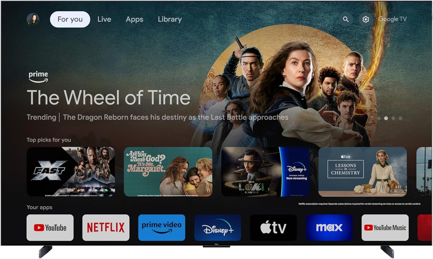 TCL 55-Inch Q7 QLED 4K Smart Q LED TV with Google TV (55QM750G, 2023 Model) Dolby Vision IQ, Dolby Atmos, HDR, Game Accelerator up to 240Hz, Voice Remote, Works with Alexa, Streaming Television