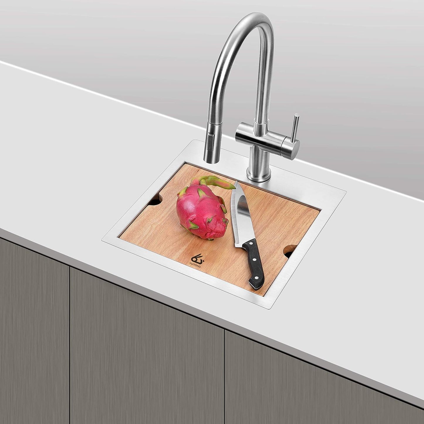 Yutong 16" x 20" Top-Mount/Drop in SS304 Stainless Steel Kitchen Black Sink Single Bowl Without Grid