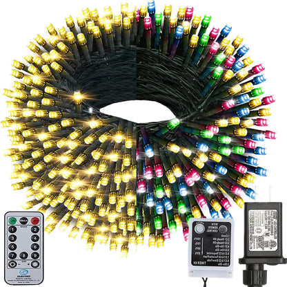 Haili Halloween Lights Outdoor, 105 FT 300 LED Halloween String Lights with Memory Function, Plug in 8 Mode String Lights for Halloween,Christmas,Party, Patio, House Decoration (Purple Orange)