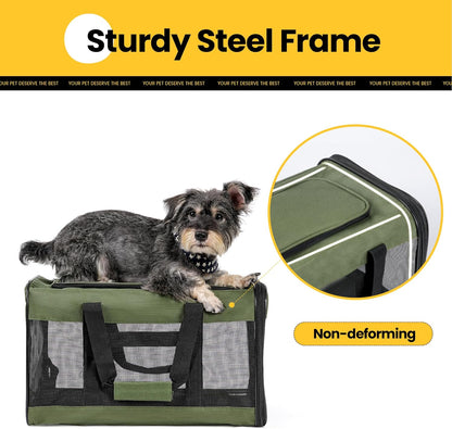 Conlun Cat Carrier Airline Approved, Soft-Sided Dog Carrier with Inner Safety Leash, Pet Transport Carrier for Small-Medium Cats Puppies up to 15 Lbs, Collapsible Travel Kitten Carrier Bag -Black M
