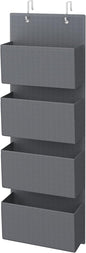 Over-the-Door Hanging Organizer with 4 Large Pockets – Durable Closet Door Storage Shelf for Bedroom, Bathroom, Pantry & Kitchen (Slate Gray, 4.7 x 13.2 x 39.4 in) - PuriLite