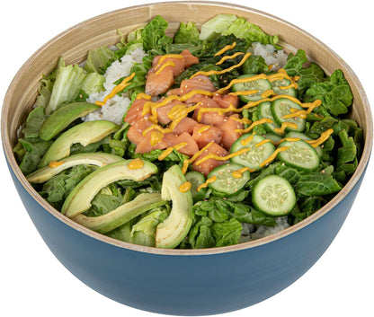 Restaurantware-Bambuddha 51 Ounce Extra Large Salad Bowl, 1 Heavy-Duty Round Salad Bowl - Sustainable, Reusable, Blue Bamboo Serving Dish, for Serving Salads, Fruits, and Appetizers