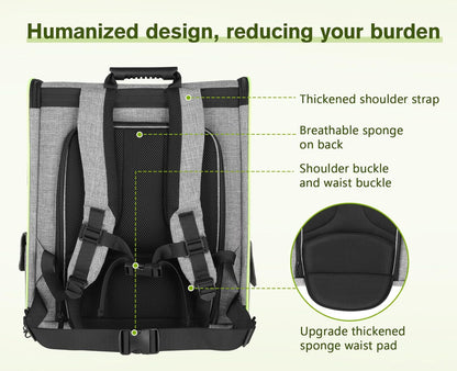 Pecute Cat Backpack with Breathable Mesh, Dog Backpack Carrier with Multi-Pockets for Cats Puppies, Pet Backpack Carrier for Travel Hiking Camping Outdoor （Gray）