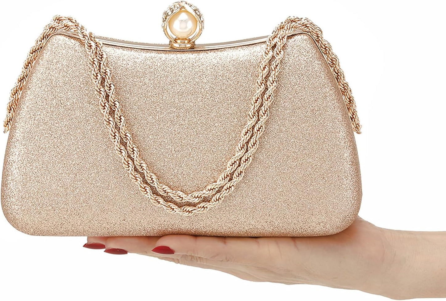 Buric Evening Clutch Bag for Women Glitter Shiny Dress Purse Wedding Bride Handbags Evening Clutches for Cocktail Party