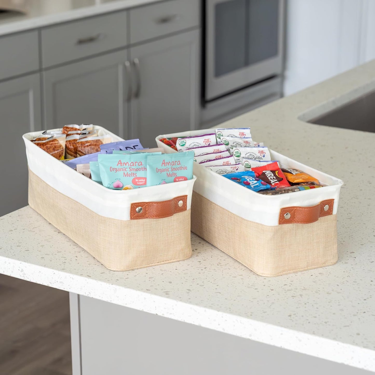 OrganiHaus Large Fabric Storage Baskets for Shelves 3 Pack, 15x11in Closet Storage Bins for Shelves, Cloth Baskets, Fabric Storage Cubes, Linen Closet Organizers, Fabric Basket, White Basket