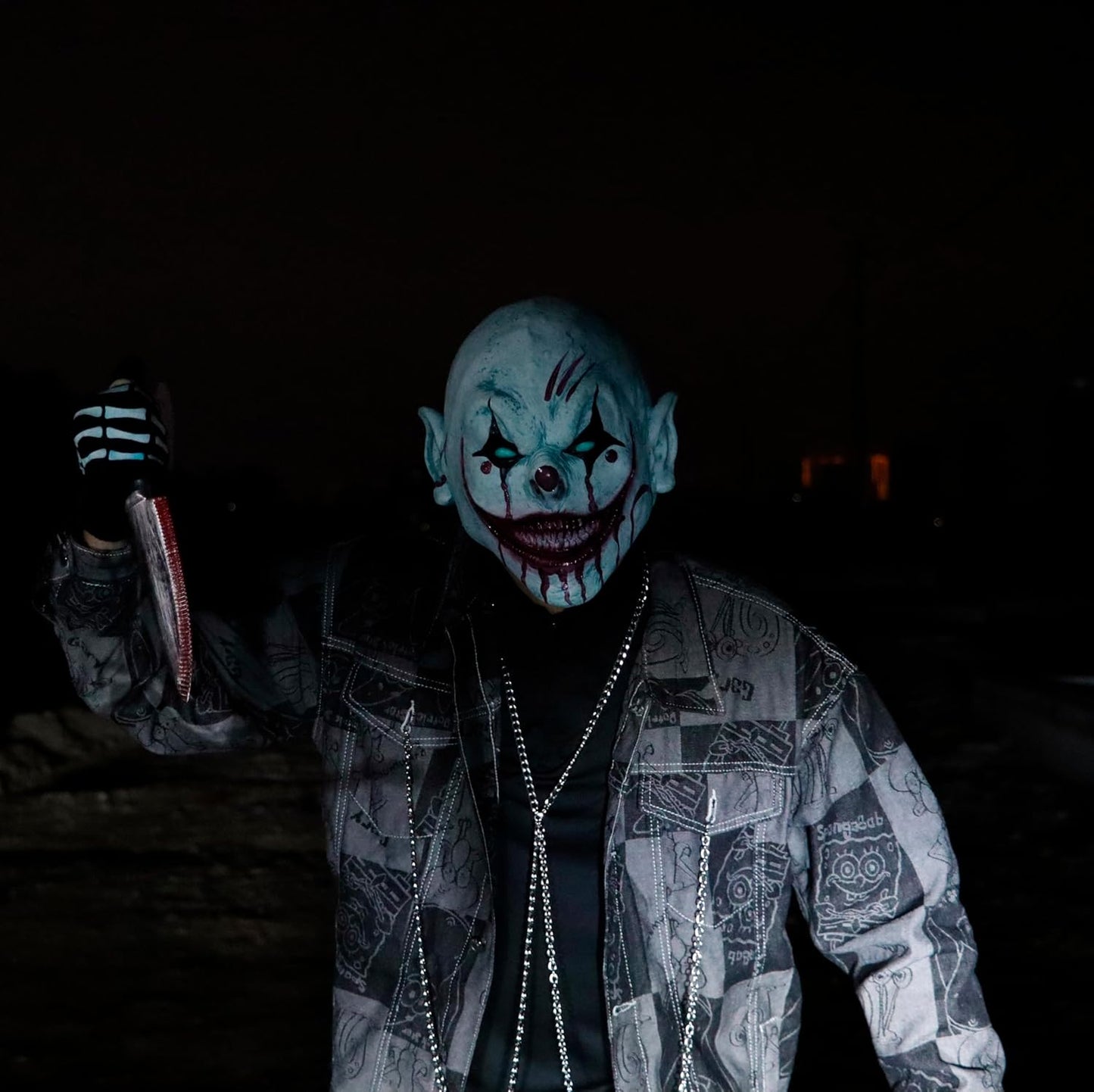 Stobbod Horror Clown Mask Scary Evil Killer Halloween Cosplay Mask Creepy Demon Masquerade Party Costume Accessories Full Head Latex