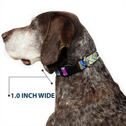 Buckle-Down PC-W21909-M Dog Collar Plastic Clip Buckle, 1"x11"-17", Star Black/White