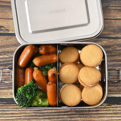 UPTRUST Leak Proof Stainless Steel Bento Lunch Container, (47OZ/1400ML) Metal Bento Lunch Box for Kids or Adults, 3 Compartment Packing Box for Work Lunch