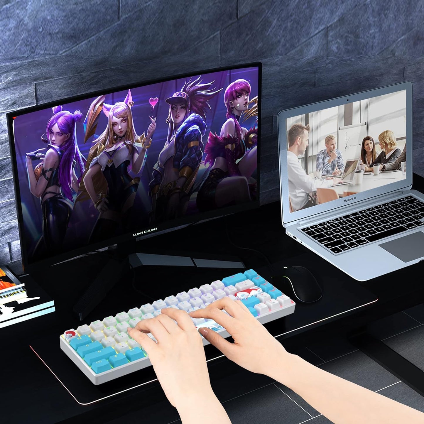 Owpkeenthy Full Size Green Mechanical Gaming Keyboard with Number Pad, Wired 100% Office NKRO Keyboard RGB Backlit 104 Keys with Red Switch for PC Gamer (104 Matcha)