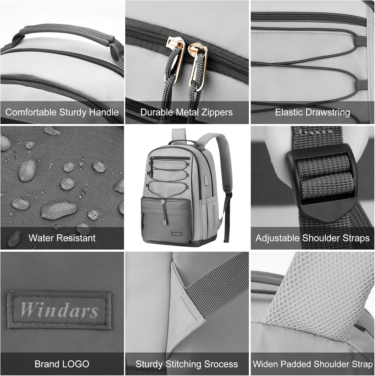 WINDARS School Backpack for Teens Girls, Aesthetic College Backpack Large Bookbag for Women Students Fashion 15.6 Inch Laptop Bag for Work Travel (Khaki Beige)