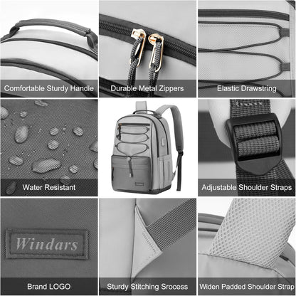 WINDARS School Backpack for Teens Girls, Aesthetic College Backpack Large Bookbag for Women Students Fashion 15.6 Inch Laptop Bag for Work Travel (Khaki Beige)