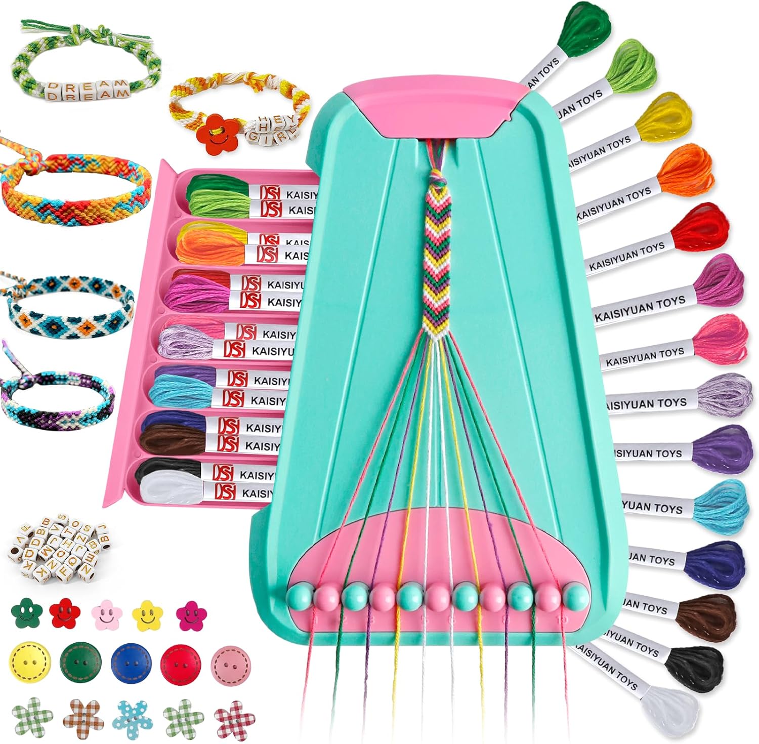 Friendship Bracelet Making Kit for Kids Ages 6–12 – Arts and Crafts Jewelry Making Set with Pre-Cut Threads, Letter Beads and Bracelet Loom, Creative Gift for Girls and Kids - PuriLite