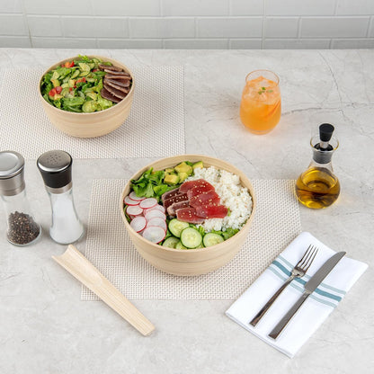 Restaurantware-Bambuddha 51 Ounce Extra Large Salad Bowl, 1 Heavy-Duty Round Salad Bowl - Sustainable, Reusable, Blue Bamboo Serving Dish, for Serving Salads, Fruits, and Appetizers