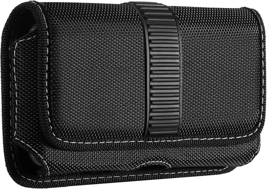 Horizontal Cell Phone Holster, MoKo Nylon Belt Clip Holster丨Newly Updated Stereoscopic Outlook Pouch Fits iPhone 14/14 Plus/pro/pro max/SE 3 2022/iPhone 13-8 Series, Samsung S21/S10/S9/S8, Black