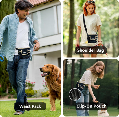 FurtasticFinds Dog Treat Pouch with Quick-Release Magnetic Closure, 3-Way Wear Treat Bags, 900D Waterproof Fabric, 4 Storage Spaces, Treat Pouch for Pet Training Walking (Grey)