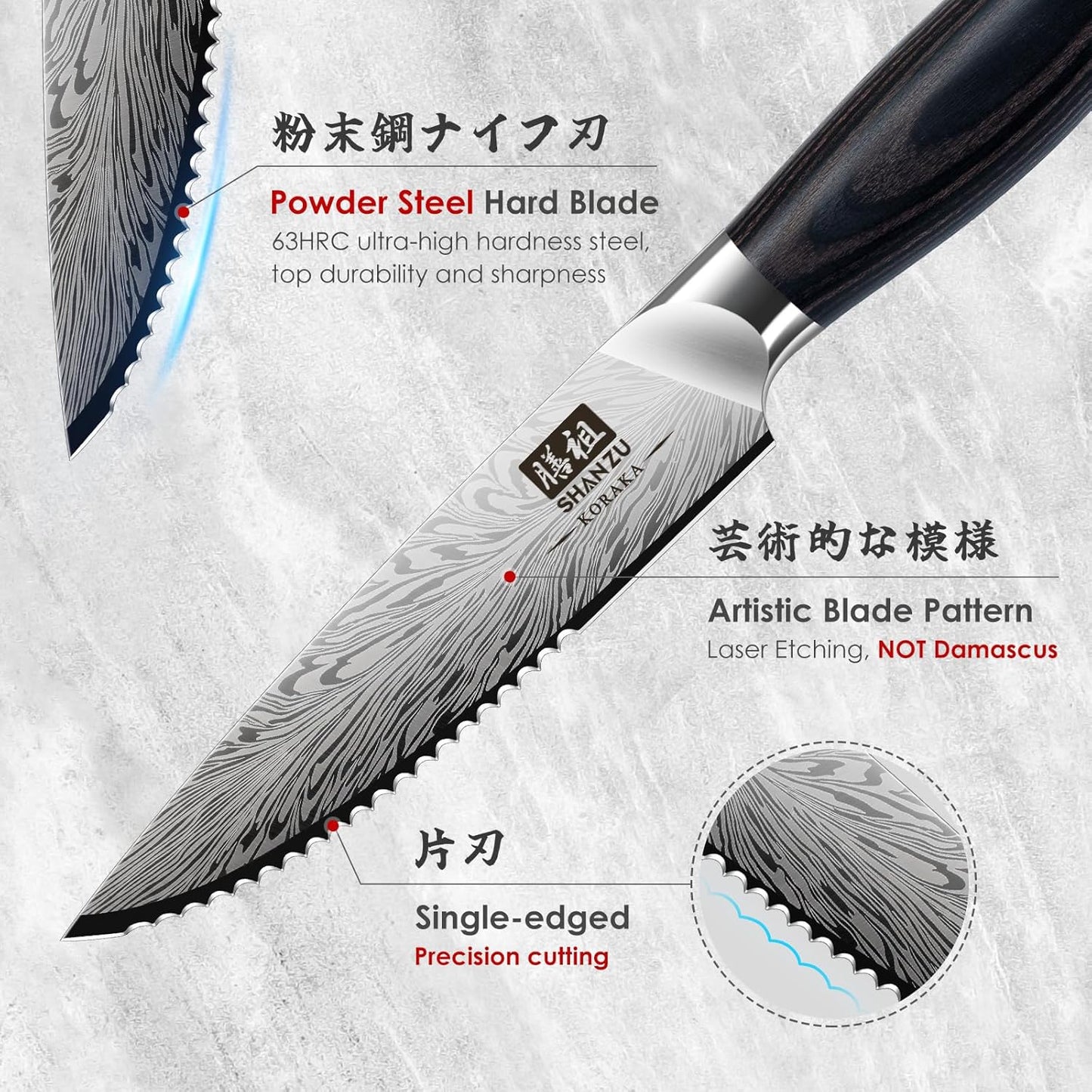 SHAN ZU Fillet Knife 7 Inch, Powder Steel Boning Knife High Carbon Japanese Filleting Knife, Ultra Sharp Deboning Knife for Meat Cutting, Fish Knife with Ergonomic Pakkawood Handle