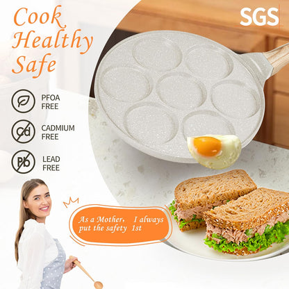KRETAELY Nonstick Pancake Pan Pancake Griddle with 7-Mold Design Mini Pancake Maker with PFOA Free Coating-Black