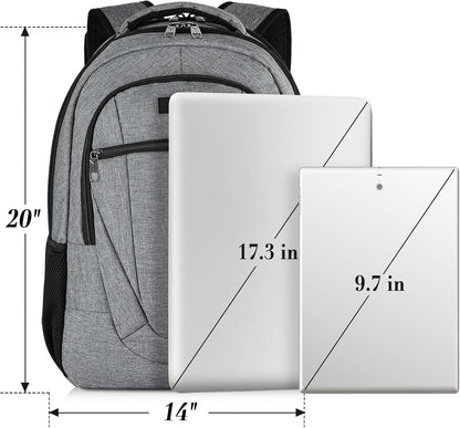 Backpack for Men and Women, School Backpacks for Teen Boys and Girls, Black Water Resistant Back Pack, Business Men Sturdy Computer Bag with USB Charging Port, Gifts