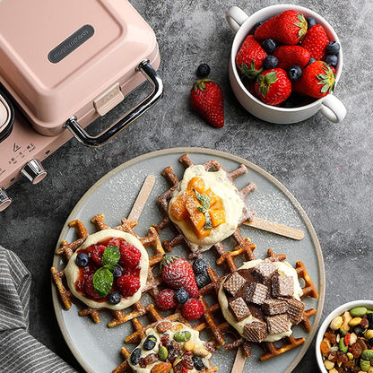 Small Breakfast Machine Mini Sandwich MachineBreakfast Machine Multifunctional Portable Non Stick Apply to Dormitory Travel Home Kitchen Breakfast Station (Color : Pink)