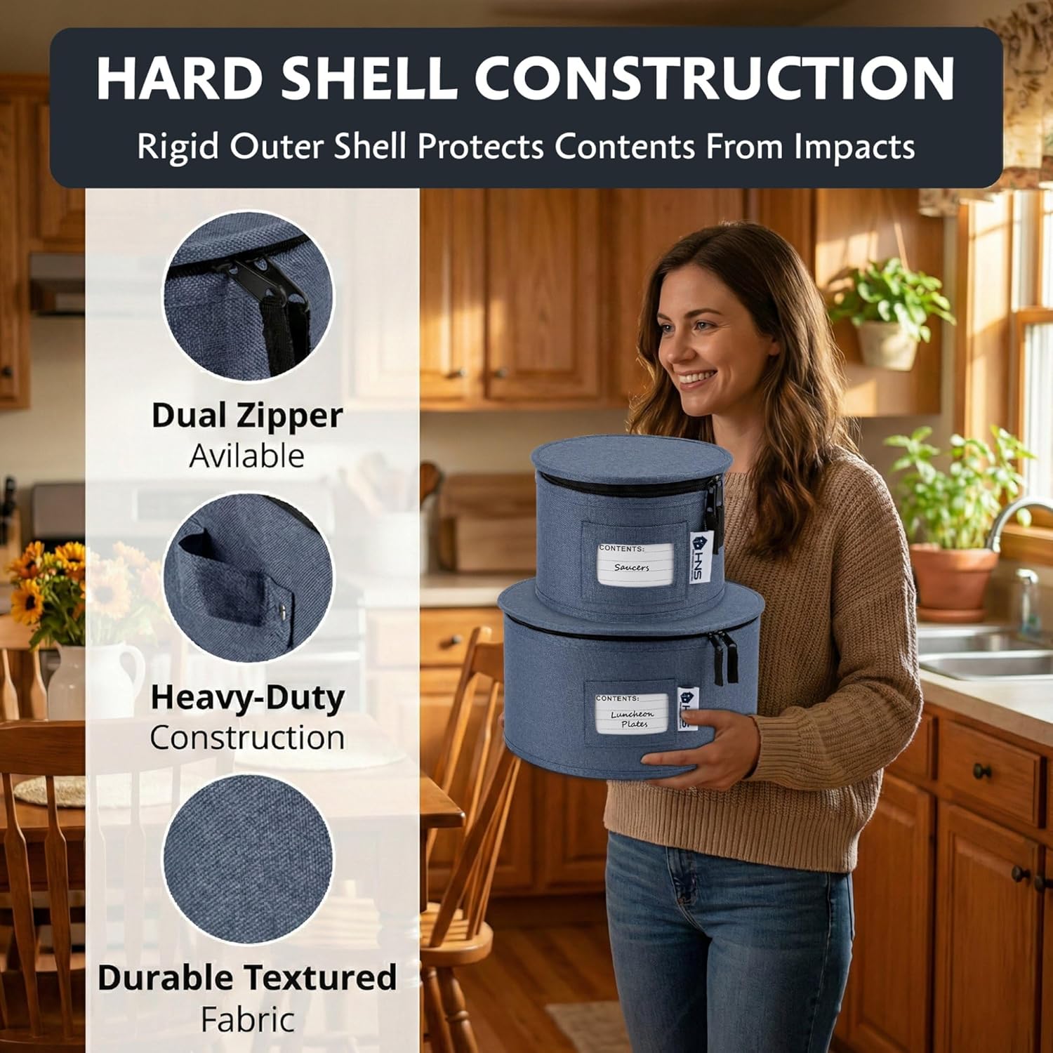 Hard Shell China Storage Containers | Dish Storage Boxes | Moving Storage Containers | Dinnerware Organizer Set | Seasonal Storage Solutions - PuriLite