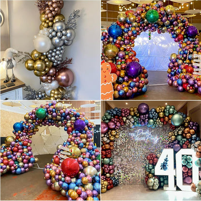 Gold Metallic Chrome Latex Balloon Arch Kit, 102PCS 18In 12In 10In 5In Arch Garland For Festival Picnic, Engagement, Wedding, Birthday Party, Gold Theme Anniversary Decoration With 33FT Ribbon