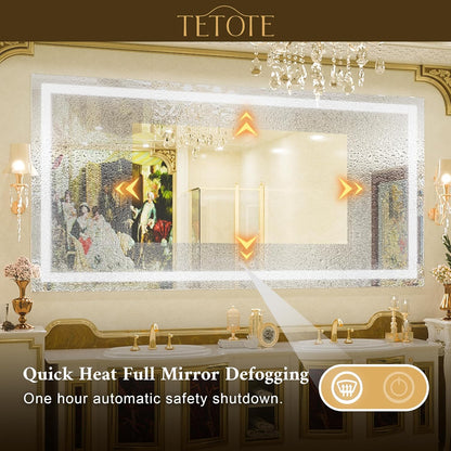 TETOTE 36 x 28 Bathroom LED Mirror Bedroom LED Mirror Fashion Style Vanity Makeup Mirror Dimmable Anti-Fog Wall Mounted Birthday Gift Housewarming Gift Wedding Gift