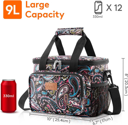 Lifewit Large Lunch Bag for Adults, 24-Can 15L Insulated Lunch Box Leakproof Soft Cooler Cooling Tote for Men Women, Waterproof Reusable Cooler Bags for Work Office Outdoor Picnic Camping, Black