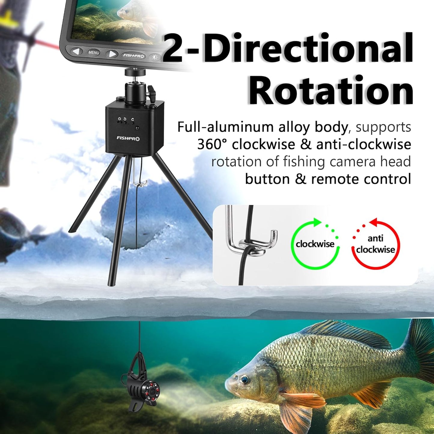 2026 Underwater Fishing Camera - FishPRO® 4.3'' 5,000mAh, (NO Need Learn) Ice Fishing Camera Fish Finder Gift for Men, 3-Grade IR, USB-C, 1000TVL, 50ft Cable, (Easy to Use for Any Age) Ice Fish Camera