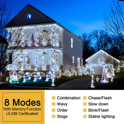 JMEXSUSS 66ft 200 LED Halloween Lights Outdoor, Orange String Lights Clear Wire, 8 Modes Orange Halloween Christmas String Lights Plug in for Tree Indoor Patio Garden Thanksgiving Decorations